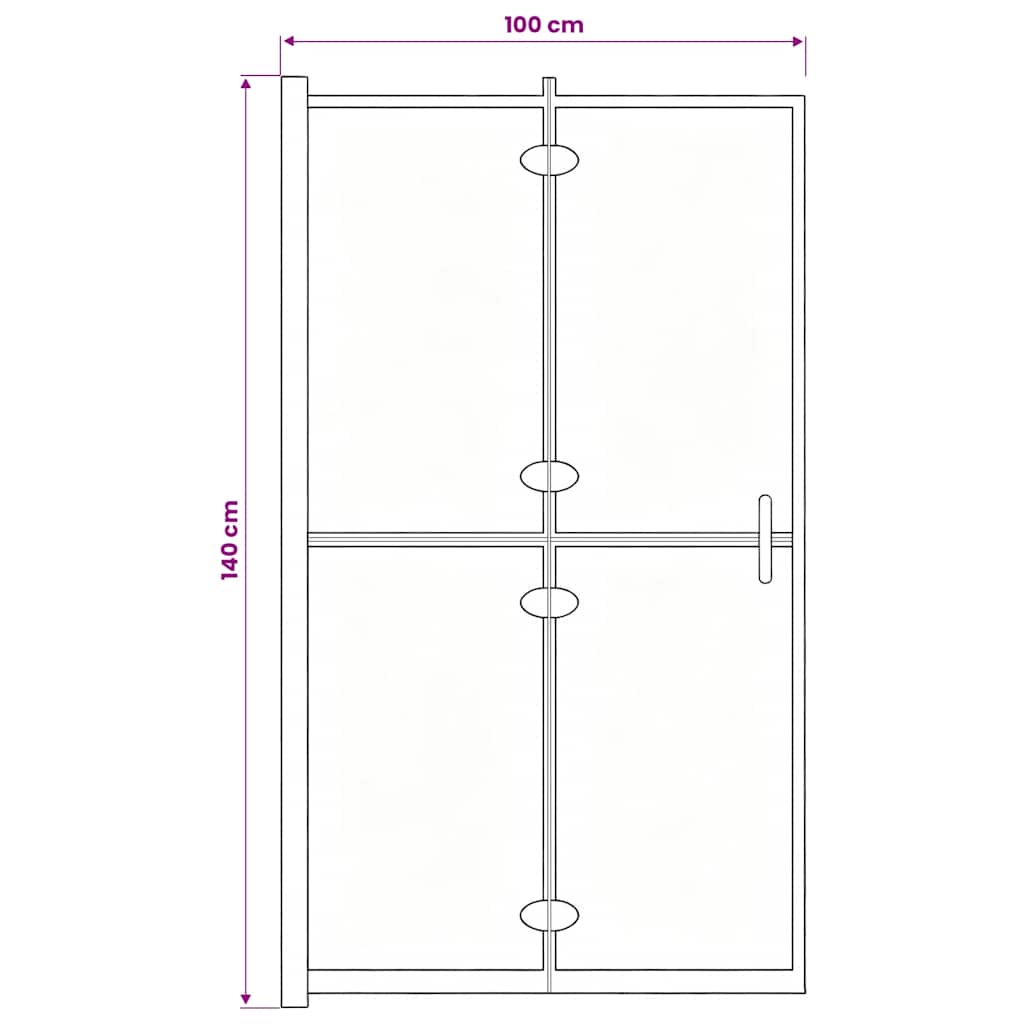 Faltbare Duschkabine ESG Schwarz 100x140 cm