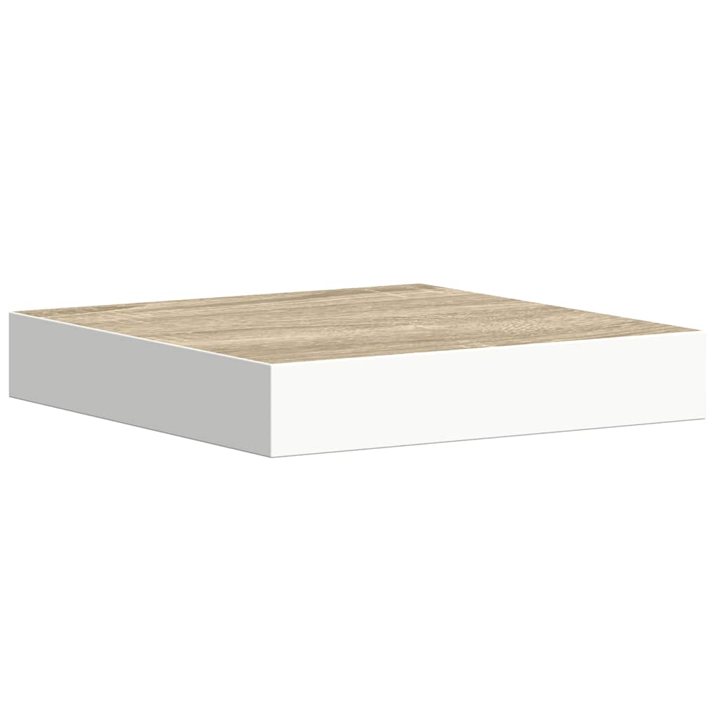 Schweberegale 2 Stk. Eichen-Optik und Weiß 23x23,5x3,8 cm MDF