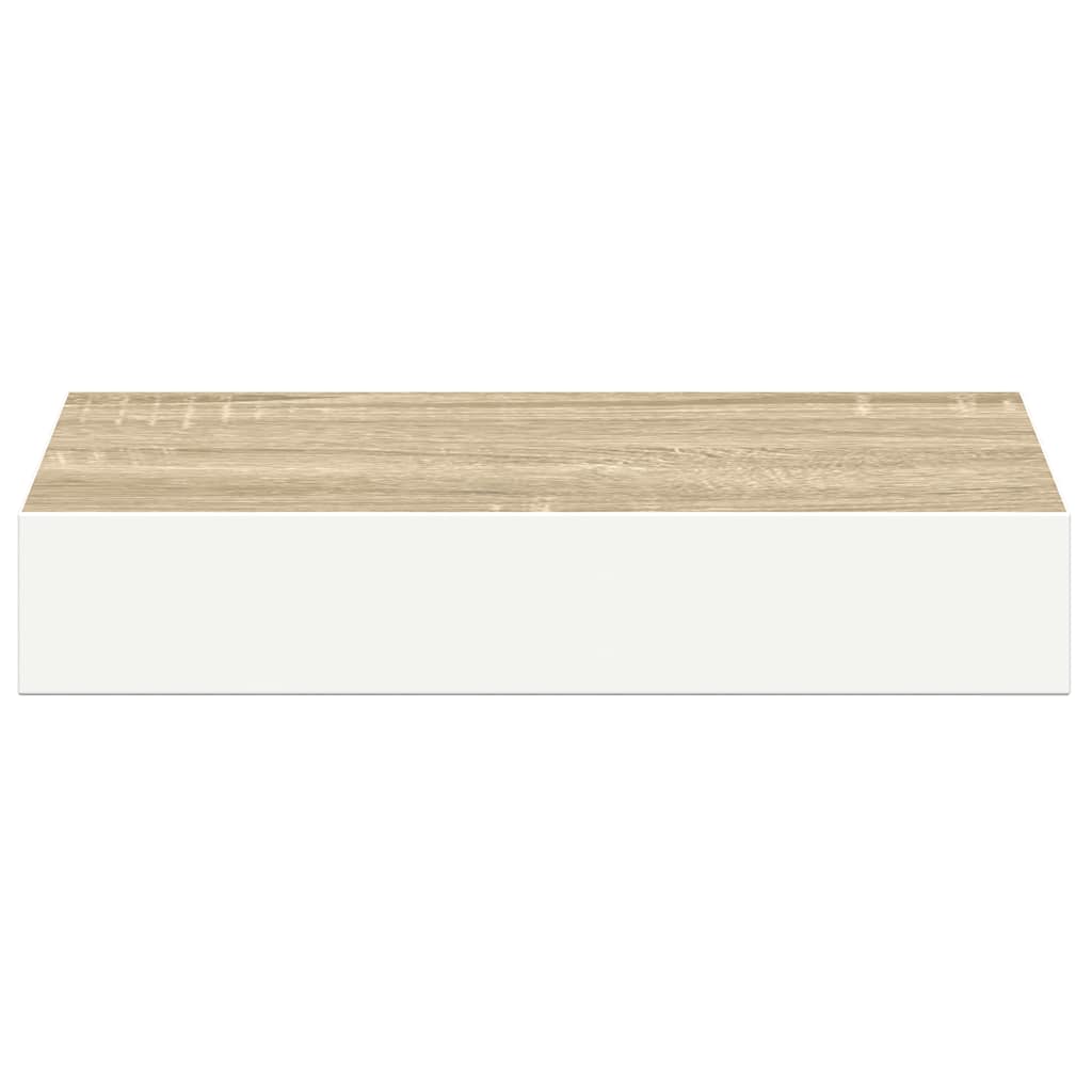 Schweberegale 2 Stk. Eichen-Optik und Weiß 23x23,5x3,8 cm MDF