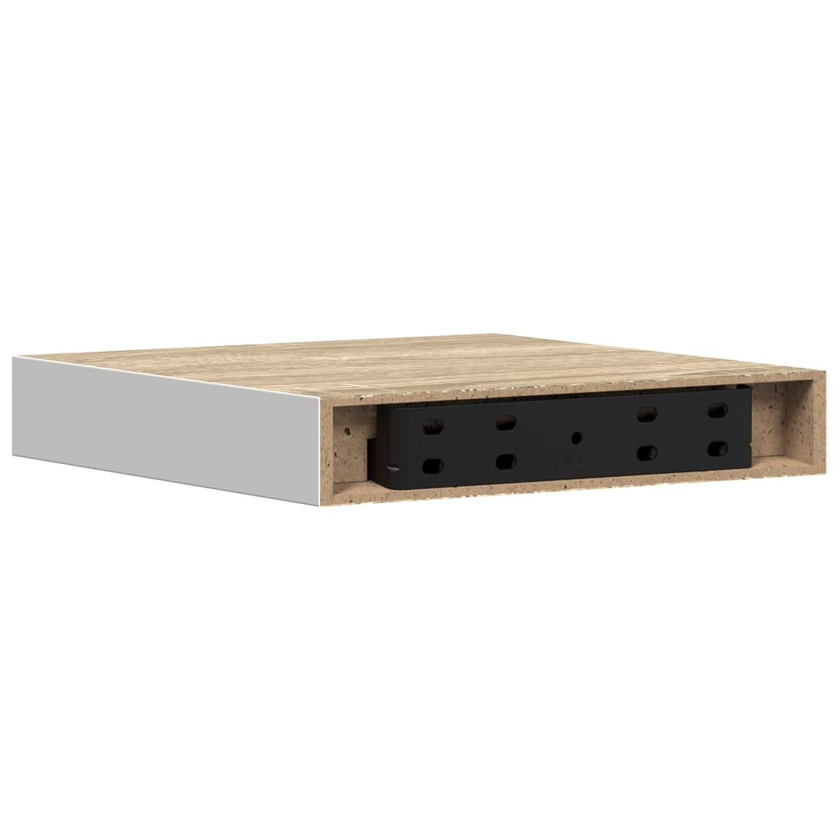 Schweberegale 2 Stk. Eichen-Optik und Weiß 23x23,5x3,8 cm MDF