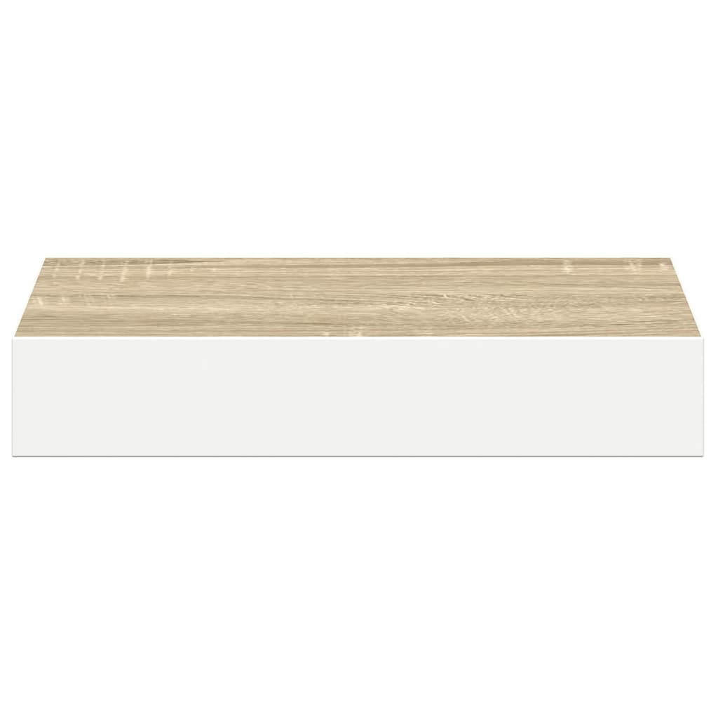 Schweberegale 4 Stk. Eichen-Optik und Weiß 23x23,5x3,8 cm MDF