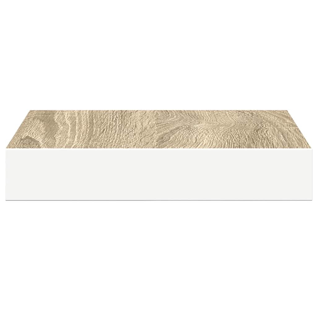 Schweberegale 4 Stk. Eichen-Optik und Weiß 23x23,5x3,8 cm MDF