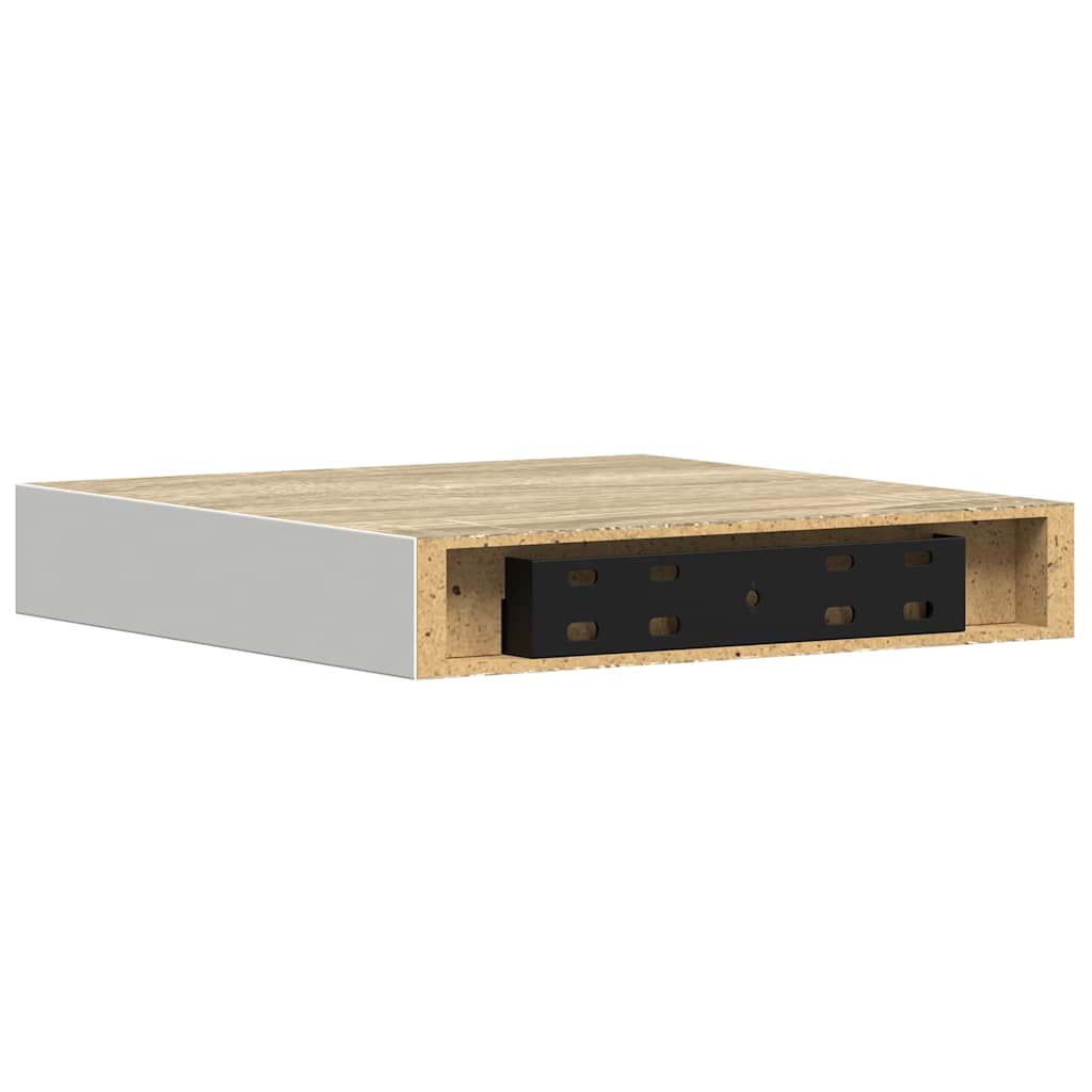 Schweberegale 4 Stk. Eichen-Optik und Weiß 23x23,5x3,8 cm MDF