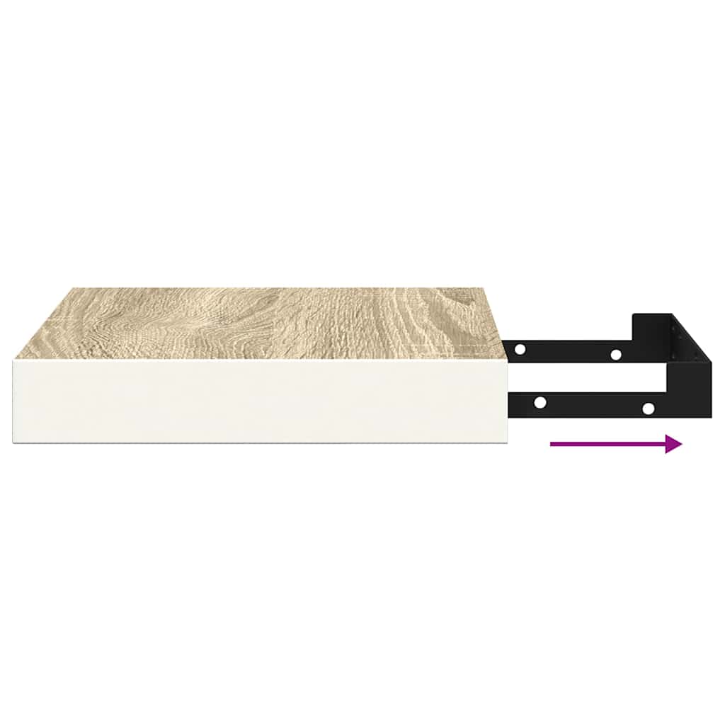 Schweberegale 4 Stk. Eichen-Optik und Weiß 23x23,5x3,8 cm MDF