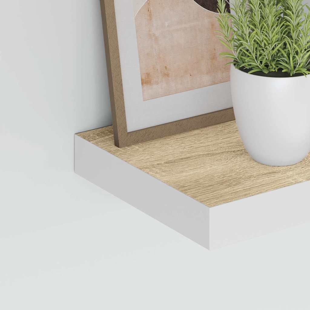 Schweberegale 4 Stk. Eichen-Optik und Weiß 40x23,5x3,8 cm MDF