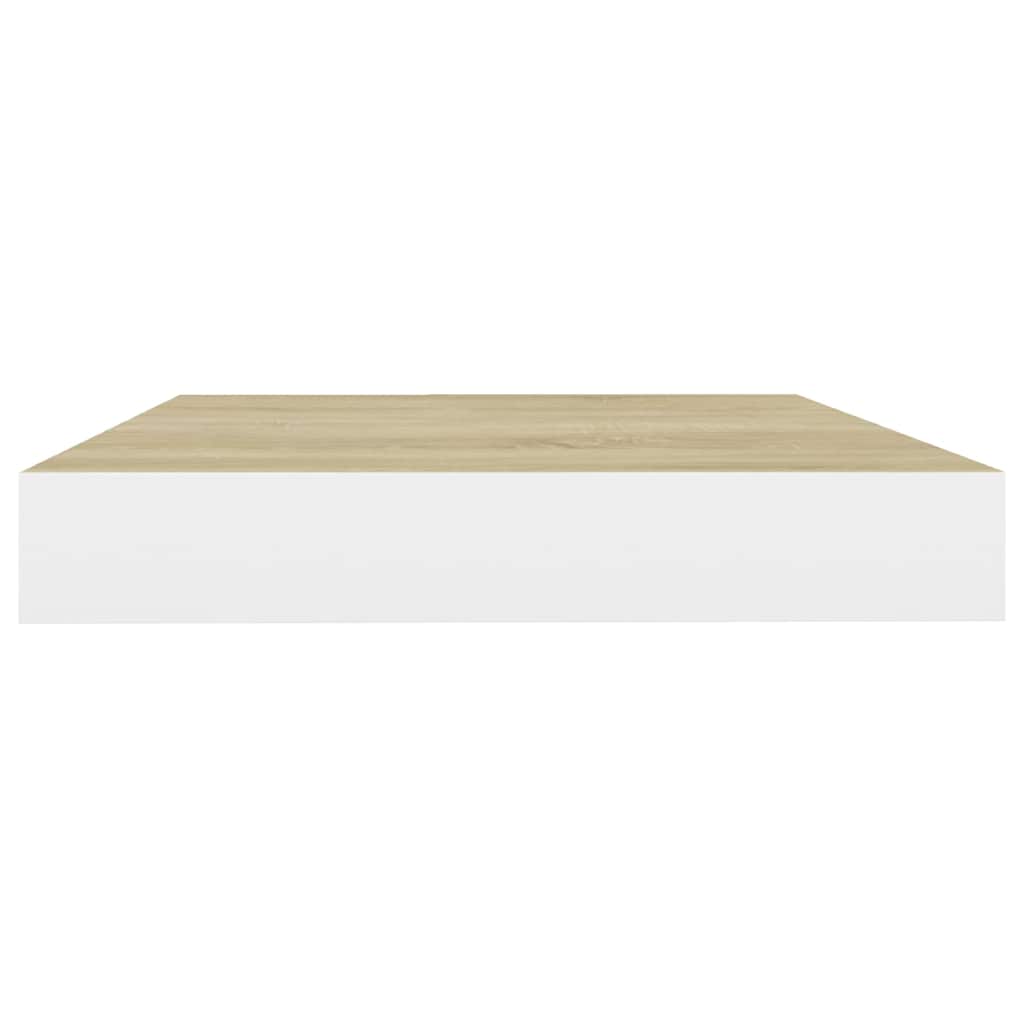 Schweberegale 4 Stk. Eichen-Optik und Weiß 40x23,5x3,8 cm MDF