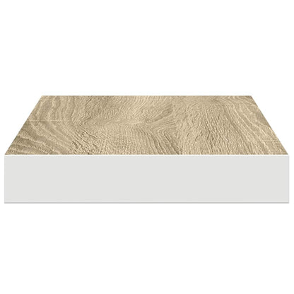 Schweberegale 4 Stk. Eichen-Optik und Weiß 40x23,5x3,8 cm MDF