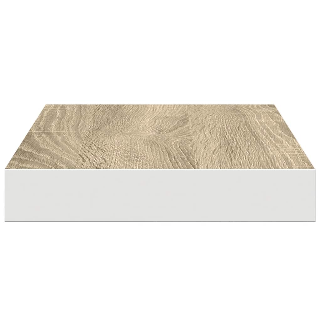 Schweberegale 4 Stk. Eichen-Optik und Weiß 40x23x3,8 cm MDF