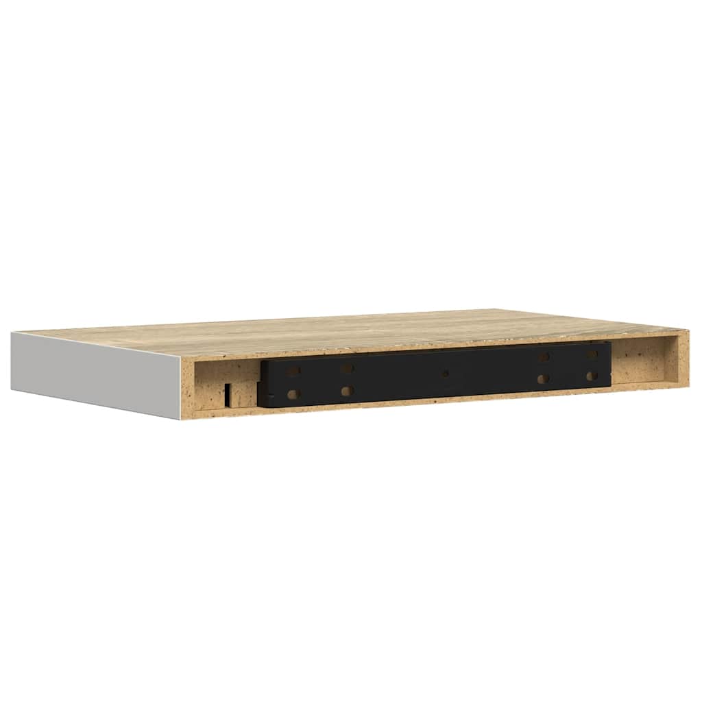 Schweberegale 4 Stk. Eichen-Optik und Weiß 40x23x3,8 cm MDF