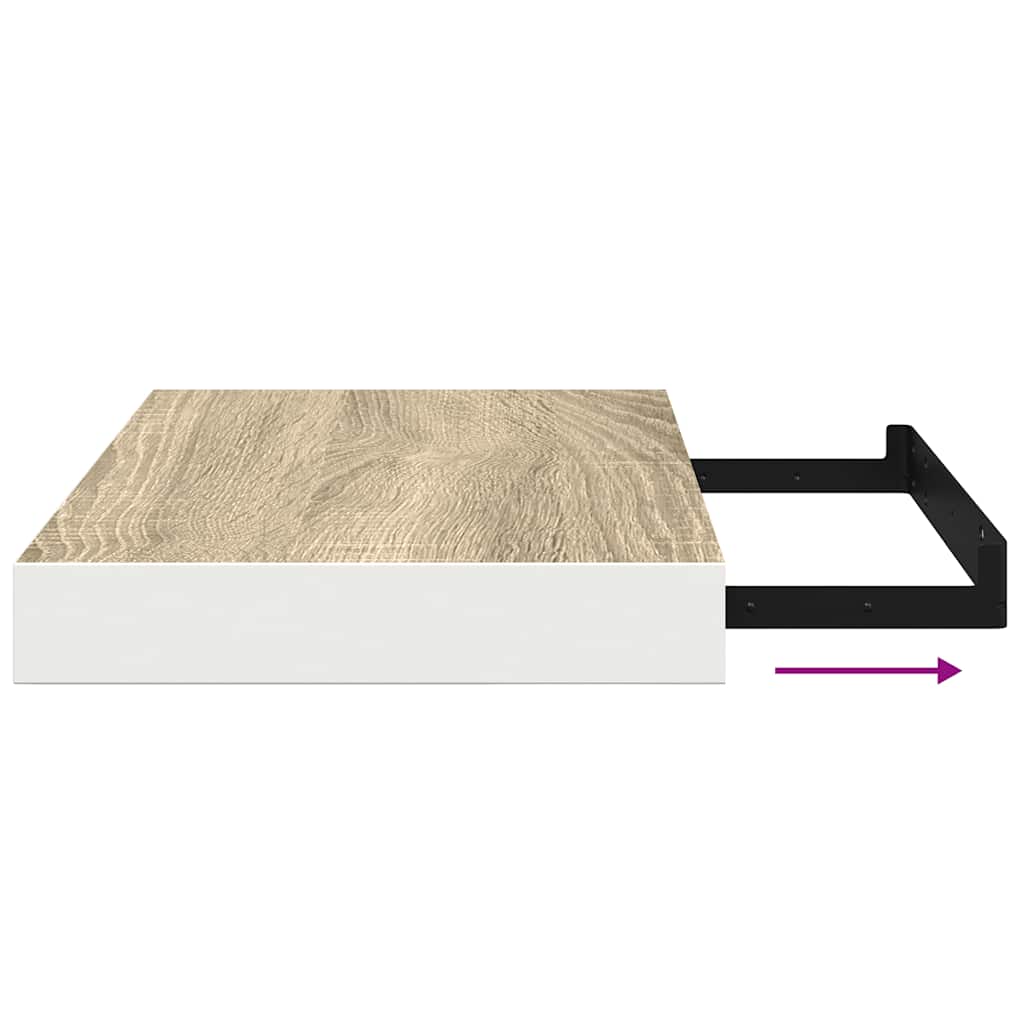 Schweberegal Eichen-Optik und Weiß 50x23x3,8 cm MDF