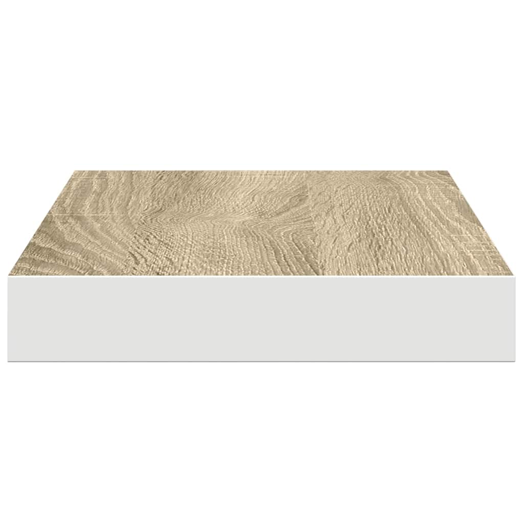 Schweberegale 2 Stk. Eichen-Optik und Weiß 50x23,5x3,8 cm MDF