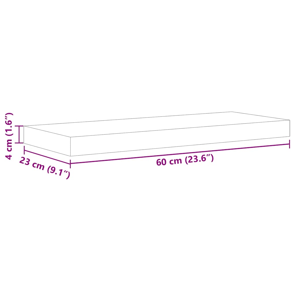 Schweberegale 2 Stk. Eichen-Optik und Weiß 60x23,5x3,8 cm MDF
