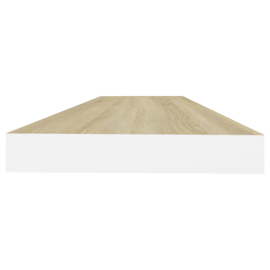 Étagère flottante aspect chêne et blanc 80x23,5x3,8 cm MDF