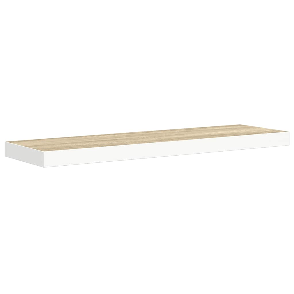 Schweberegale 2 Stk. Eichen-Optik und Weiß 80x23,5x3,8 cm MDF