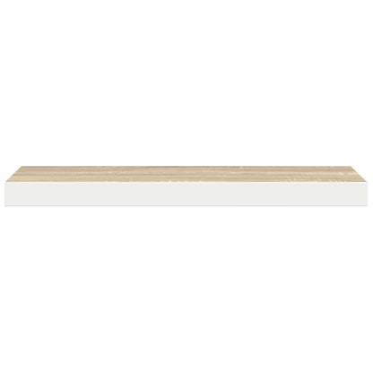 Schweberegale 2 Stk. Eichen-Optik und Weiß 80x23,5x3,8 cm MDF