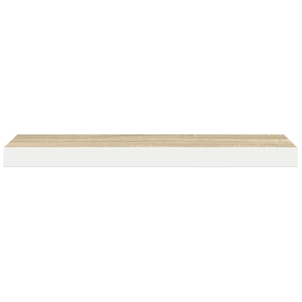 Schweberegale 2 Stk. Eichen-Optik und Weiß 80x23,5x3,8 cm MDF