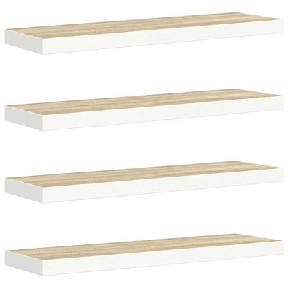 Schweberegale 4 Stk. Eichen-Optik und Weiß 80x23,5x3,8 cm MDF