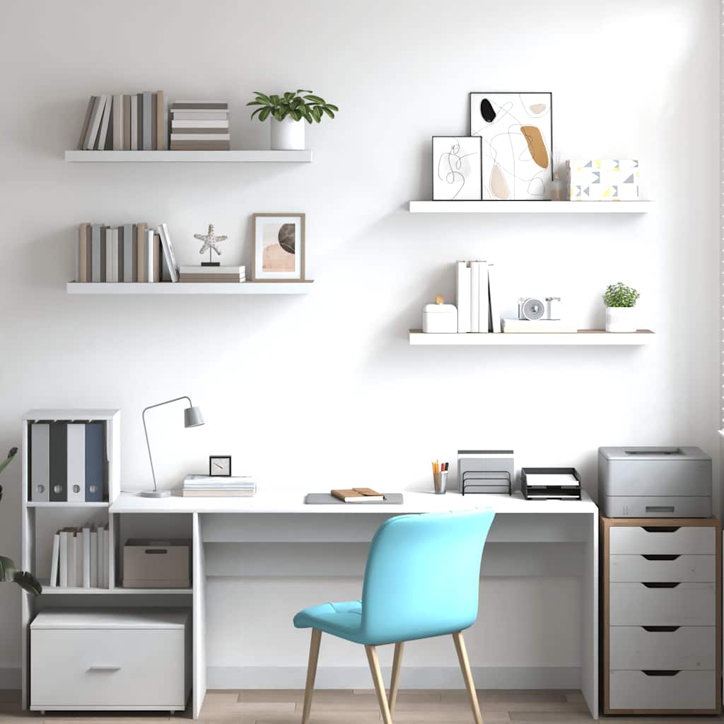 Schweberegale 4 Stk. Eichen-Optik und Weiß 80x23,5x3,8 cm MDF