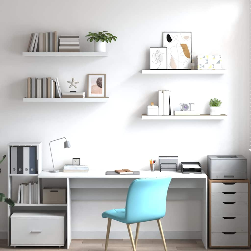 Schweberegale 4 Stk. Eichen-Optik und Weiß 80x23,5x3,8 cm MDF