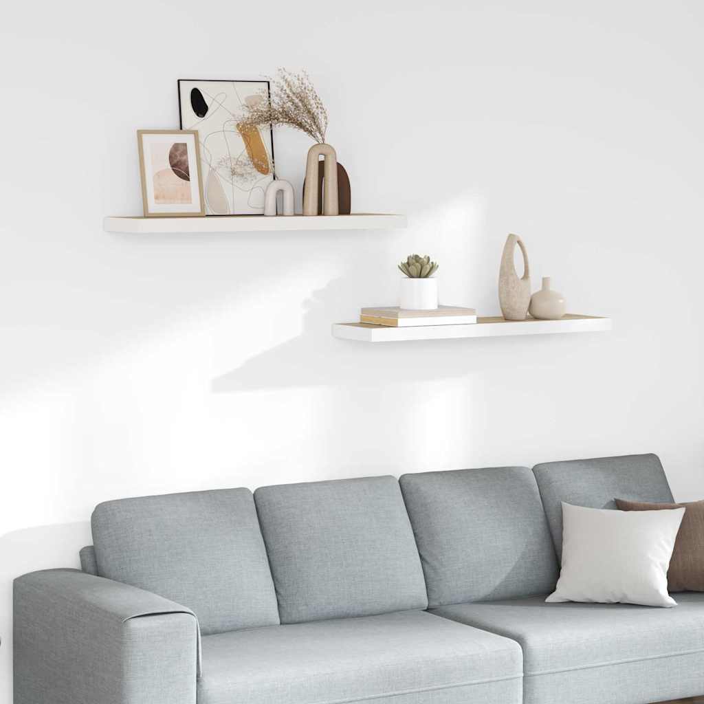 Schweberegale 2 Stk. Eiche und Weiß 90x23,5x3,8 cm MDF