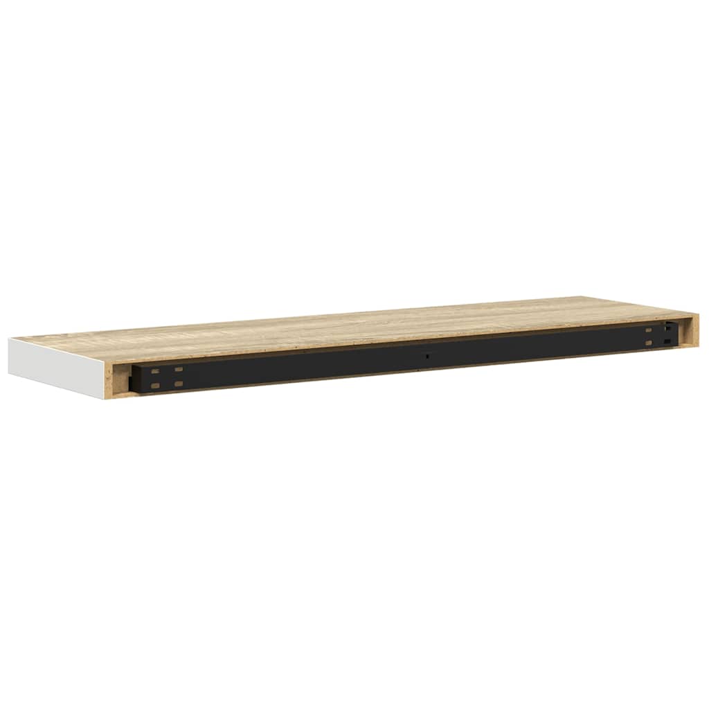 Schweberegale 4 Stk. Eiche und Weiß 90x23,5x3,8 cm MDF