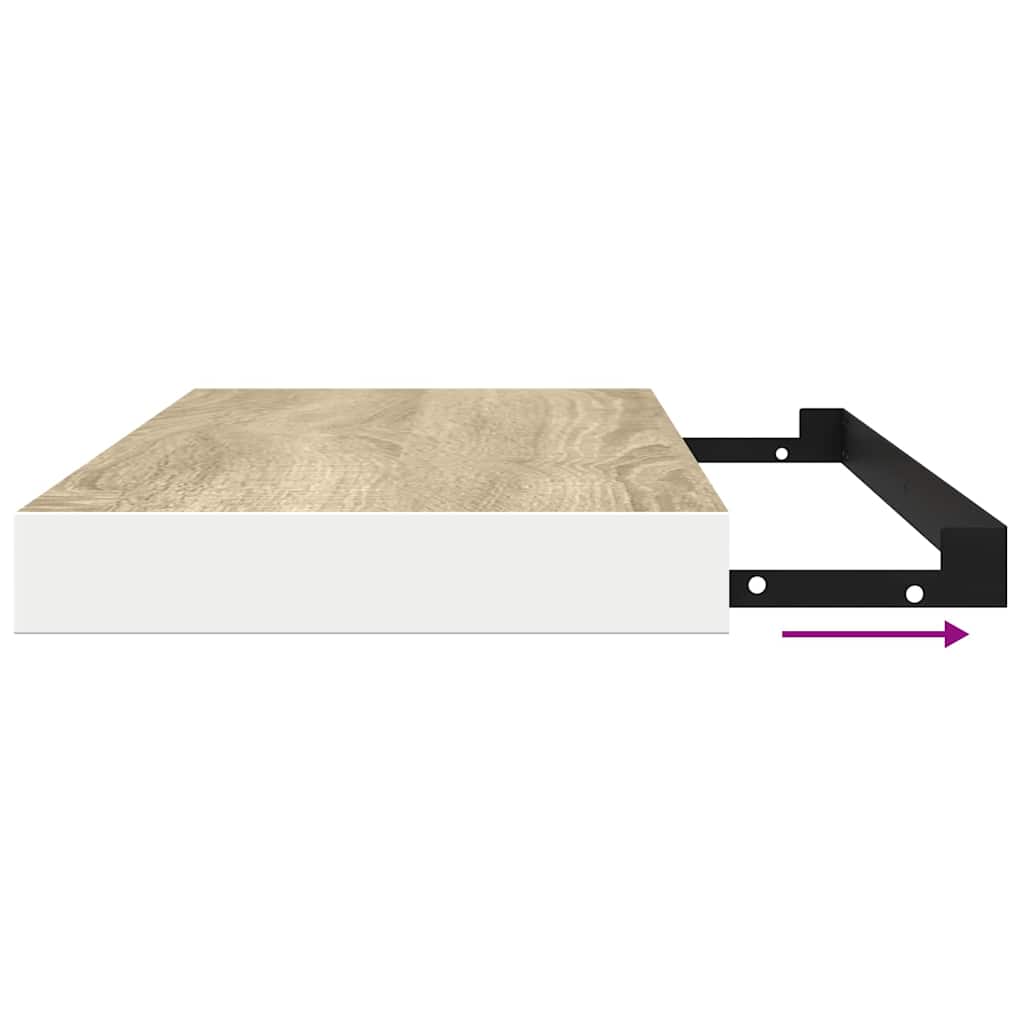 Schweberegale 4 Stk. Eiche und Weiß 90x23,5x3,8 cm MDF