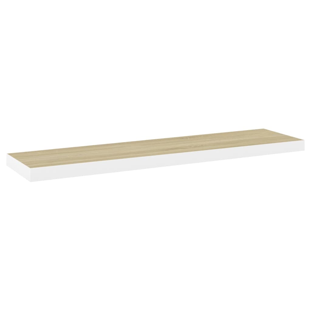 Étagère flottante aspect chêne et blanc 120x23,5x3,8 cm MDF