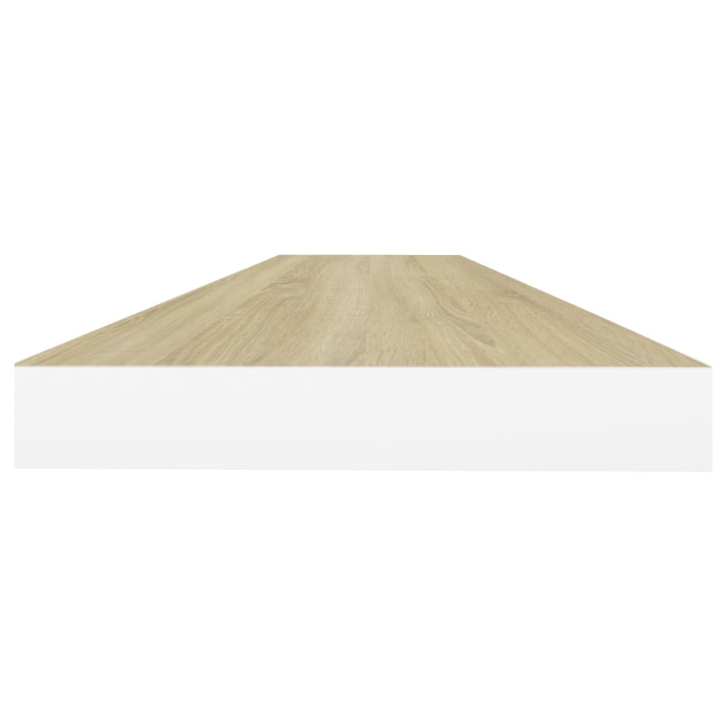 Étagère flottante aspect chêne et blanc 120x23,5x3,8 cm MDF