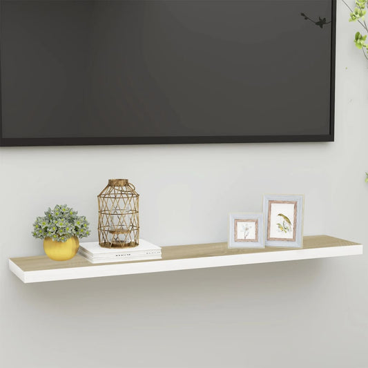 Étagère flottante aspect chêne et blanc 120x23,5x3,8 cm MDF