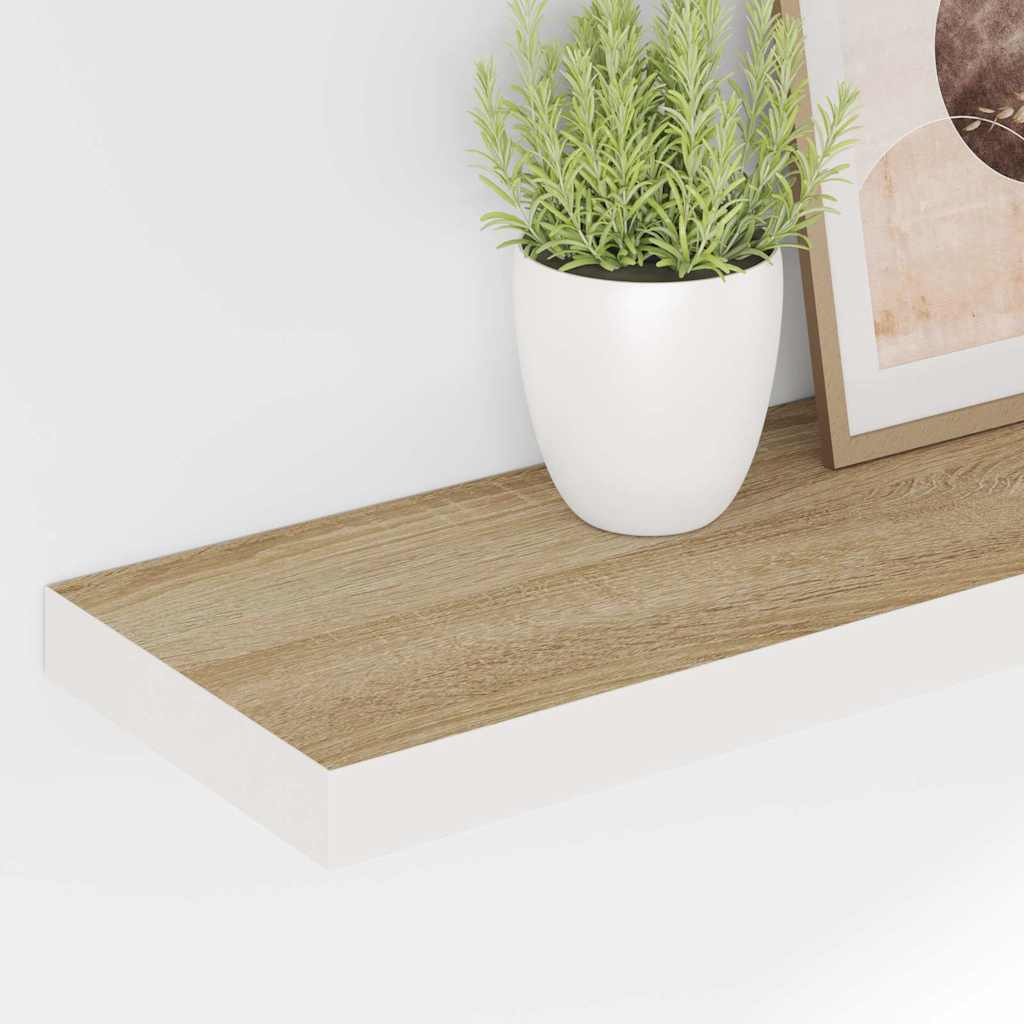 Schweberegale 4 Stk. Eichen-Optik und Weiß 120x23,5x3,8 cm MDF