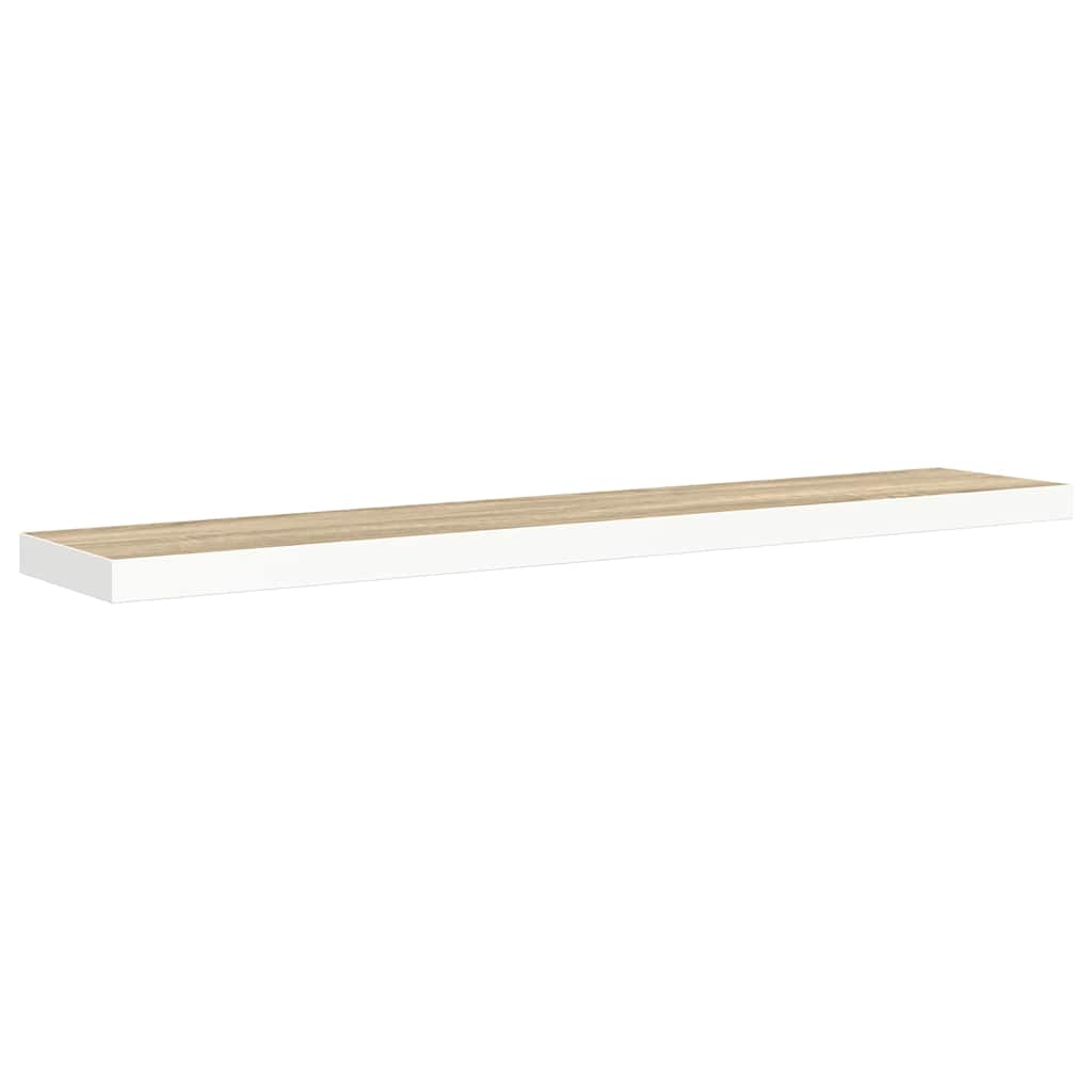 Schweberegale 4 Stk. Eichen-Optik und Weiß 120x23,5x3,8 cm MDF