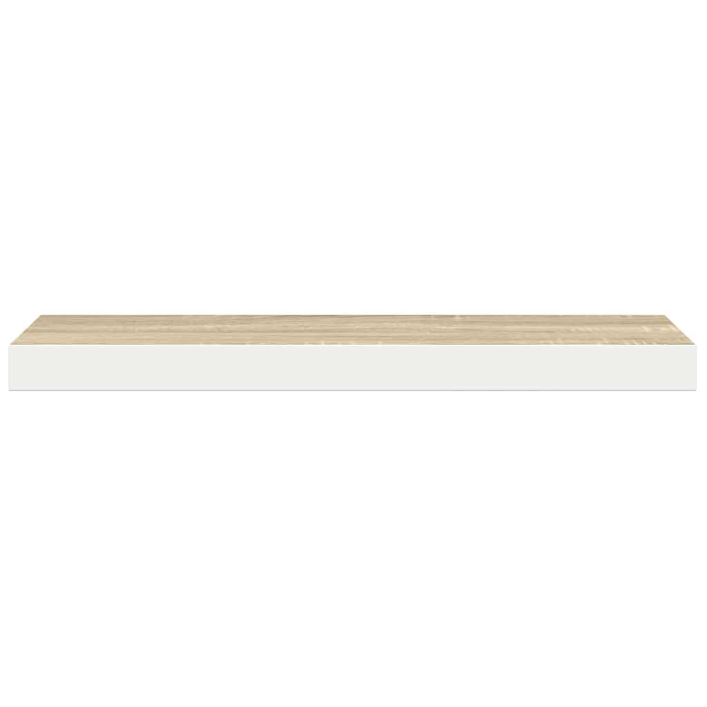Schweberegale 4 Stk. Eichen-Optik und Weiß 120x23,5x3,8 cm MDF