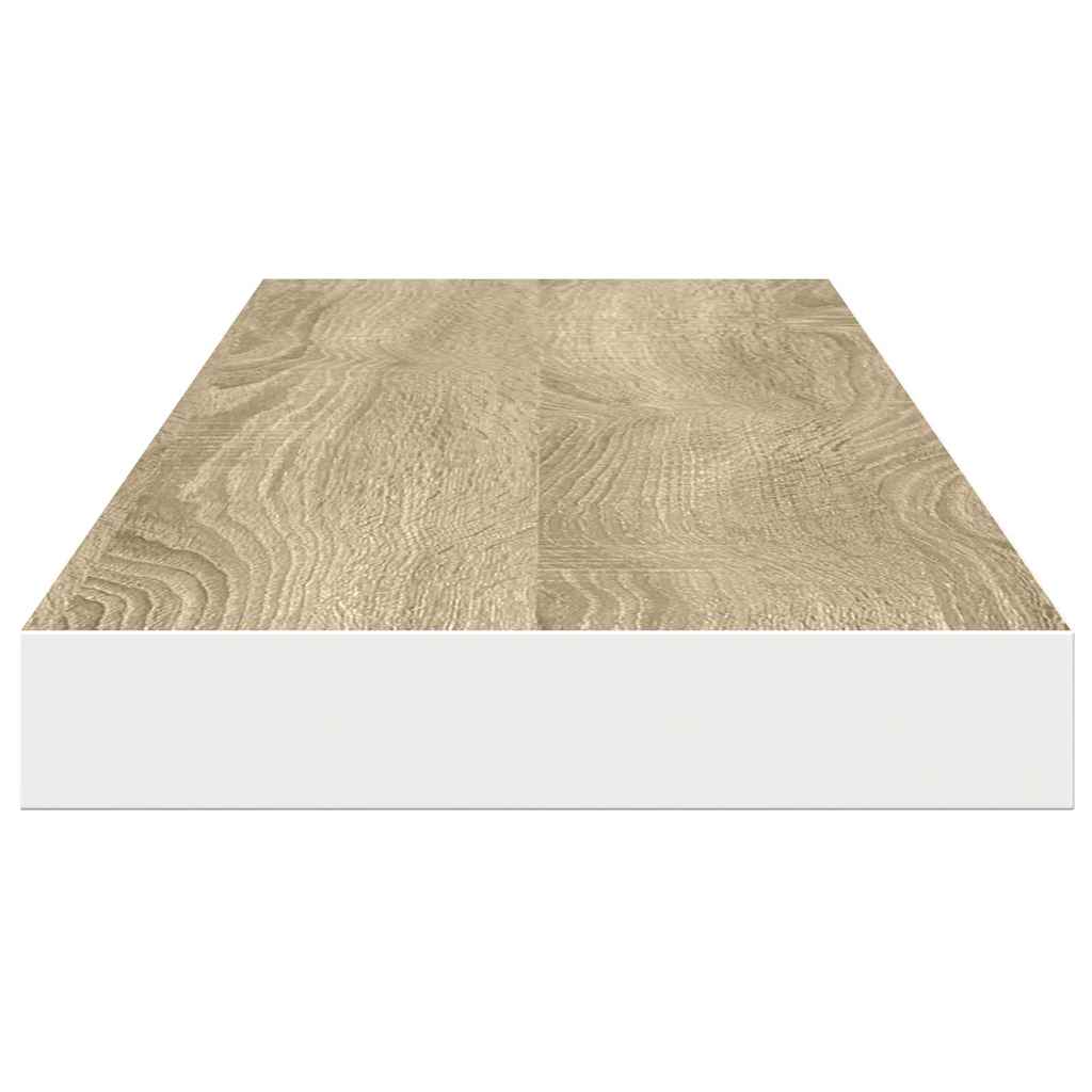 Schweberegale 4 Stk. Eichen-Optik und Weiß 120x23,5x3,8 cm MDF