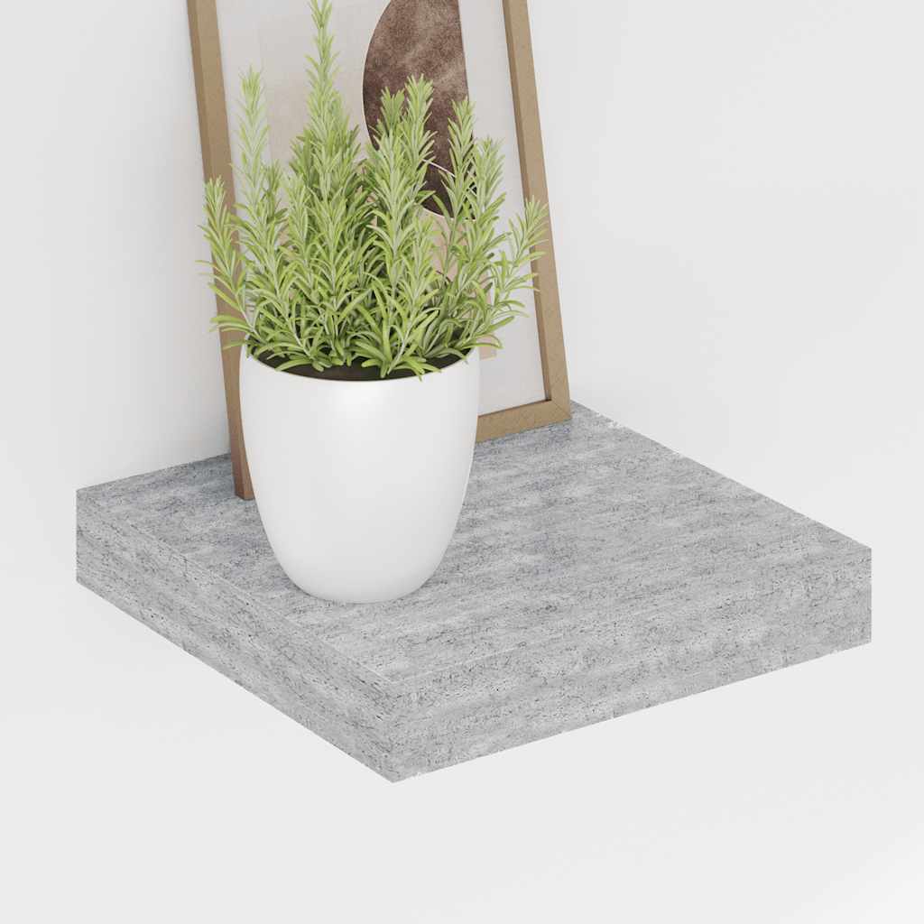 Schweberegale 2 Stk. Betongrau 23x23,5x3,8 cm MDF