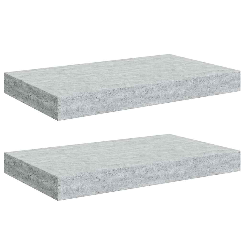 Schweberegale 2 Stk. Betongrau 40x23,5x3,8 cm MDF