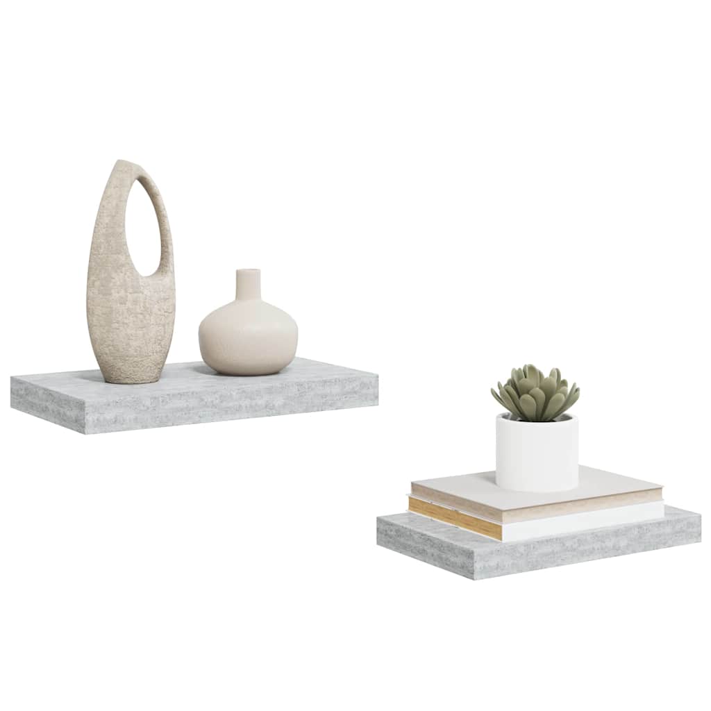 Schweberegale 2 Stk. Betongrau 40x23,5x3,8 cm MDF