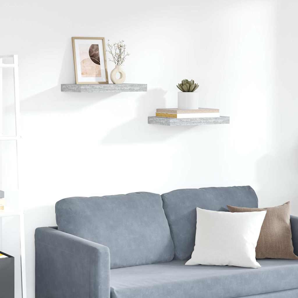 Schweberegale 2 Stk. Betongrau 40x23,5x3,8 cm MDF