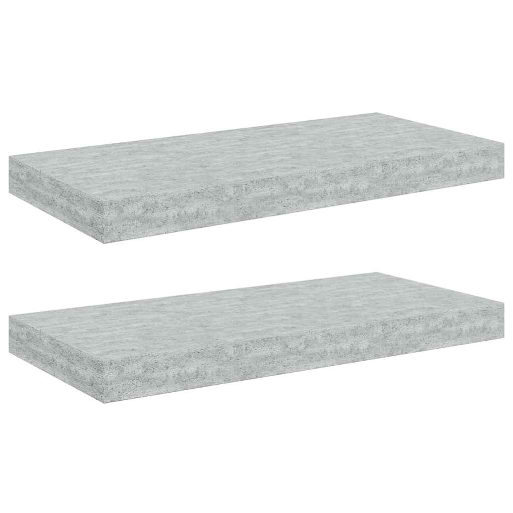 Schweberegale 2 Stk. Betongrau 50x23,5x3,8 cm MDF