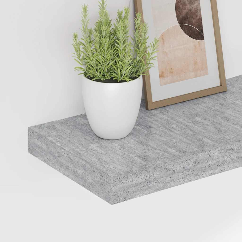 Schweberegale 2 Stk. Betongrau 50x23x3,8 cm MDF