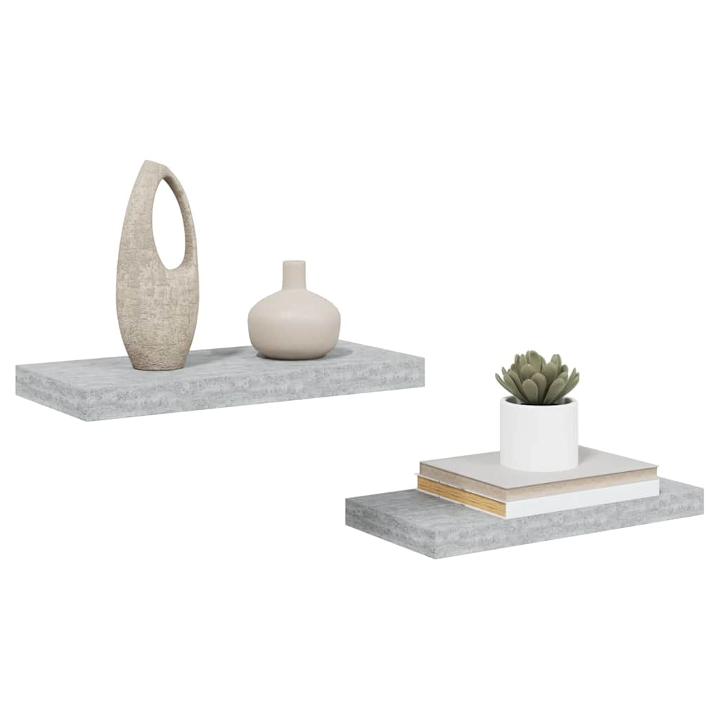 Schweberegale 2 Stk. Betongrau 50x23,5x3,8 cm MDF