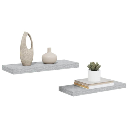 Schweberegale 2 Stk. Betongrau 60x23,5x3,8 cm MDF