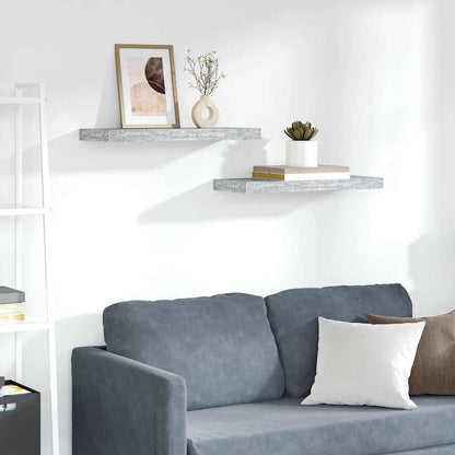 Schweberegale 2 Stk. Betongrau 60x23,5x3,8 cm MDF