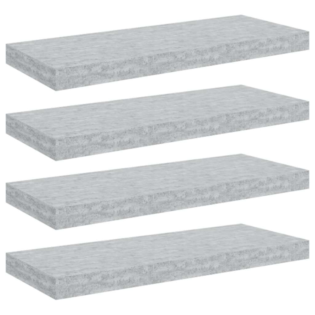 Schweberegale 4 Stk. Betongrau 60x23,5x3,8 cm MDF