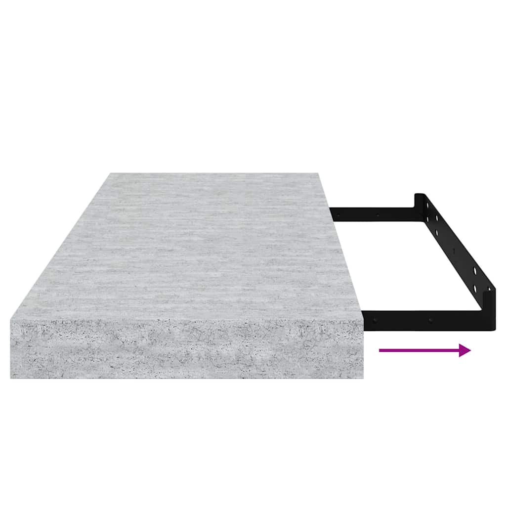Schweberegale 4 Stk. Betongrau 60x23,5x3,8 cm MDF