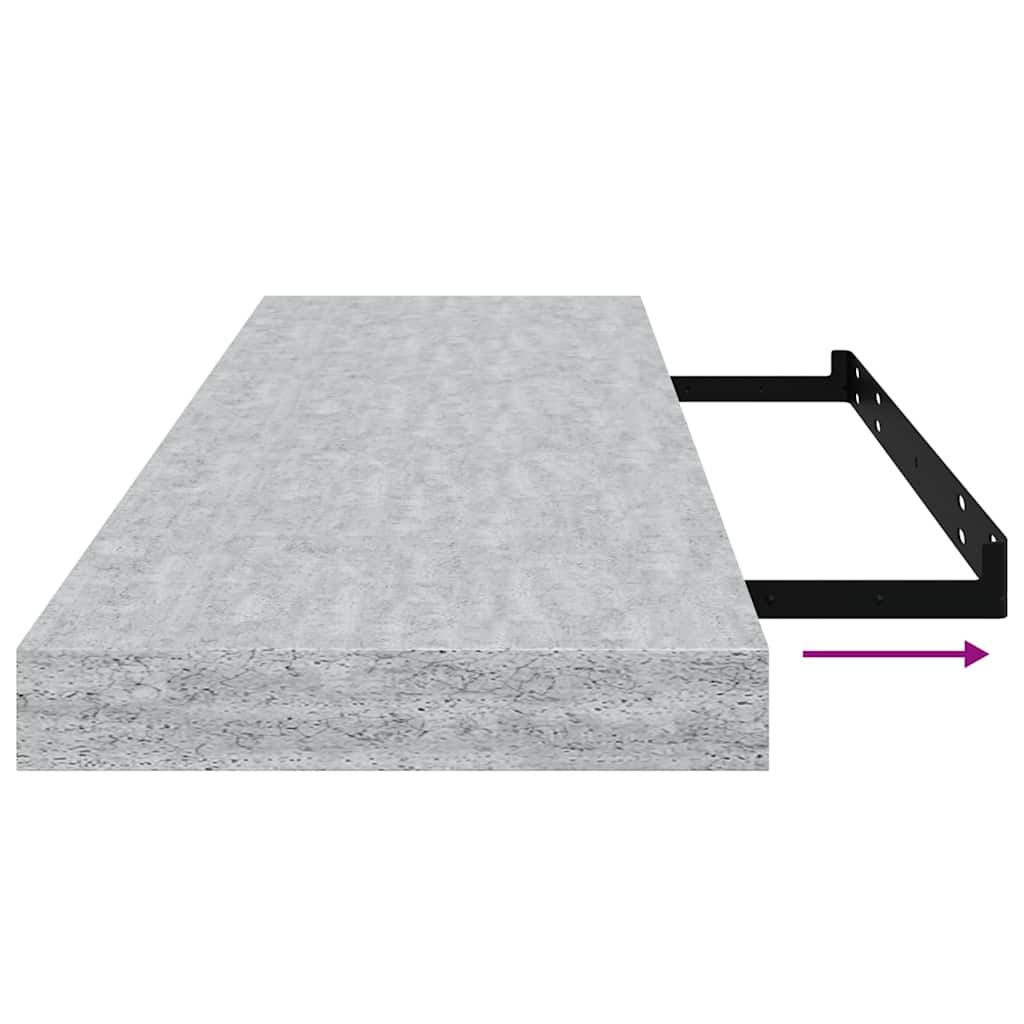 Schweberegale 2 Stk. Betongrau 80x23,5x3,8 cm MDF