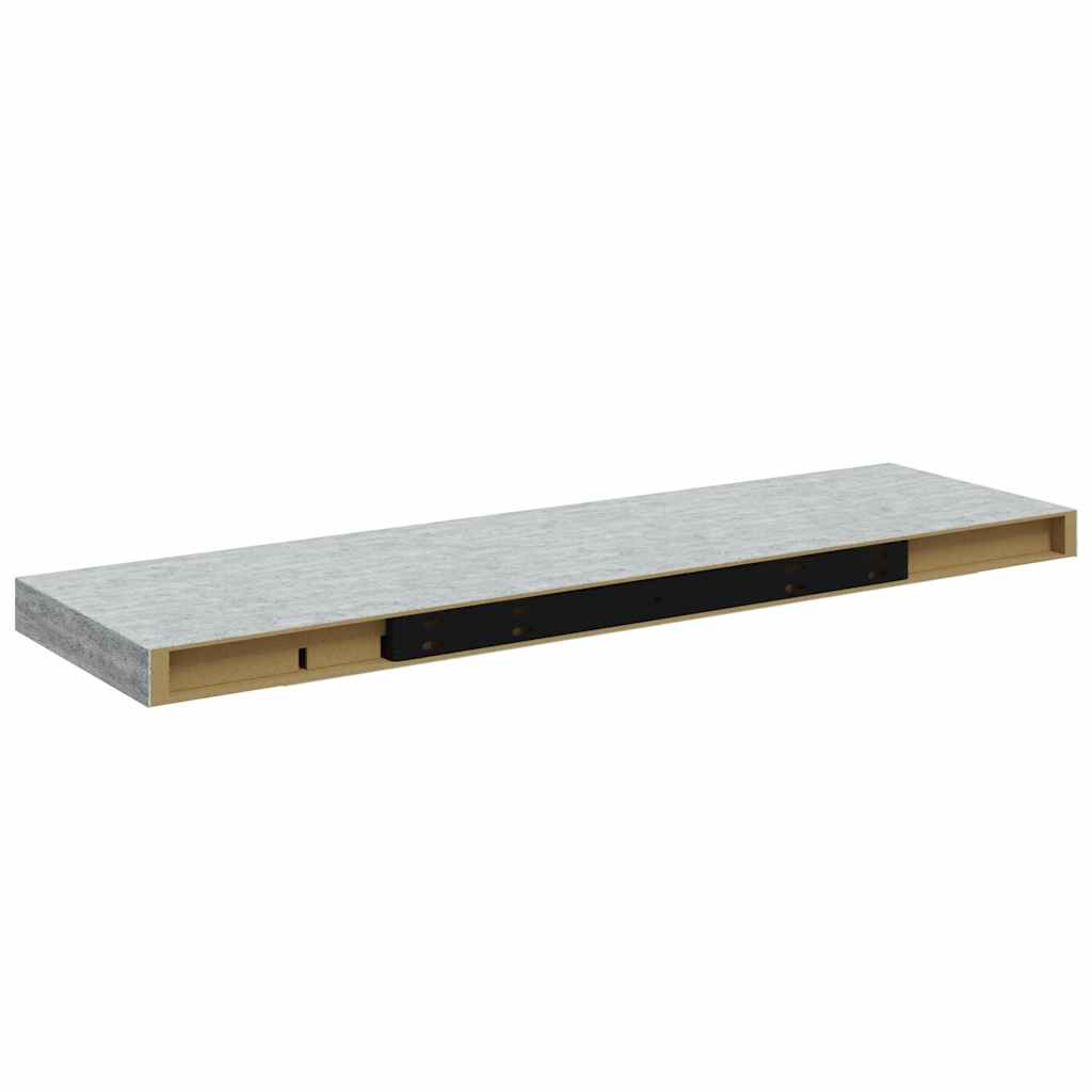 Schweberegale 2 Stk. Betongrau 80x23,5x3,8 cm MDF
