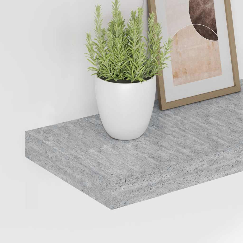 Schweberegale 2 Stk. Betongrau 90x23,5x3,8 cm MDF