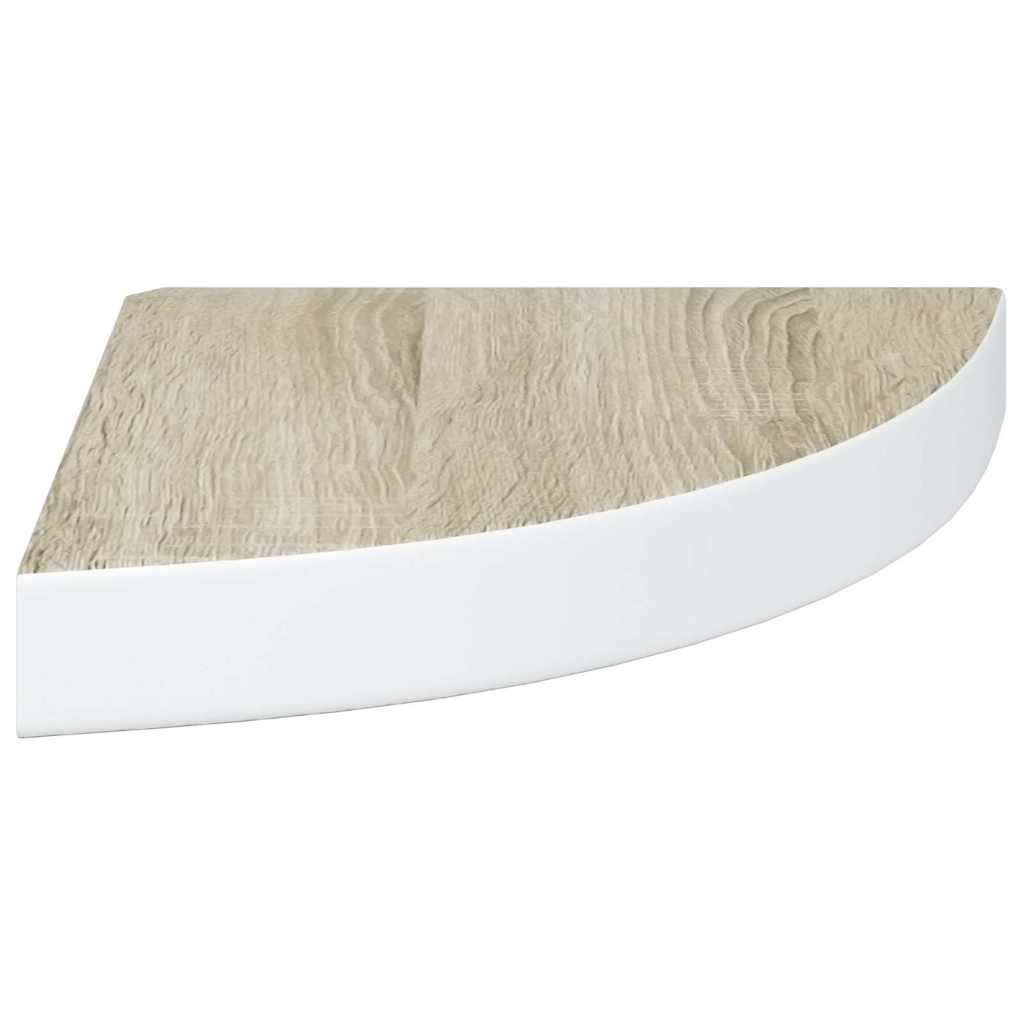 Eck-Schweberegal Eichen-Optik und Weiß 25x25x3,8 cm MDF