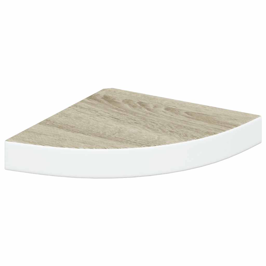 Eck-Wandregal 2 Stk. Eiche und Weiß 25x25x3,8 cm MDF