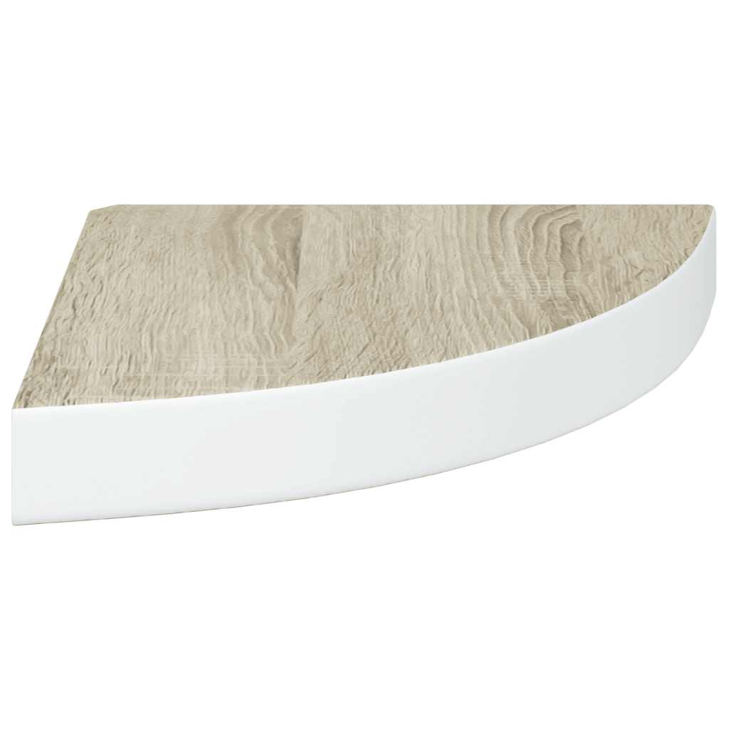 Eck-Wandregal 2 Stk. Eiche und Weiß 25x25x3,8 cm MDF